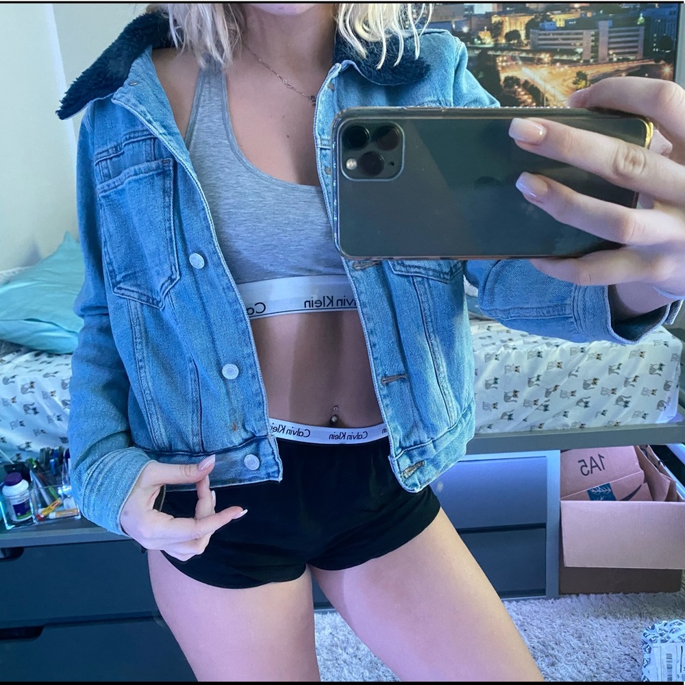 Fleece lined denim jacket